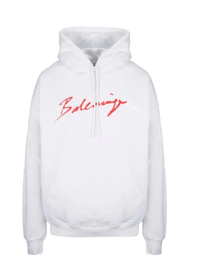 Shop Balenciaga White Cotton Sweatshirt