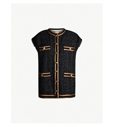 Shop Gucci Sleeveless Metallic-tweed Jacket In 1152