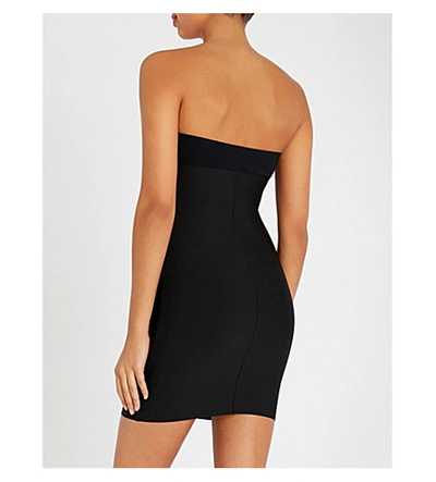 Shop Commando Two-faced Tech Strapless Microfibre Slip Dress In Black