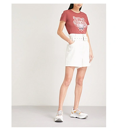 Shop Kenzo Womens Pink Tiger Cotton-jersey Short Sleeve T-shirt In Suede
