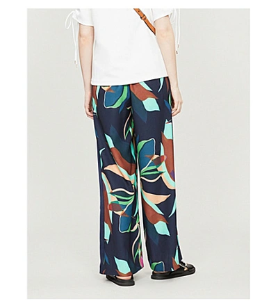 Shop Ted Baker Glooria Crepe-satin Trousers In Navy
