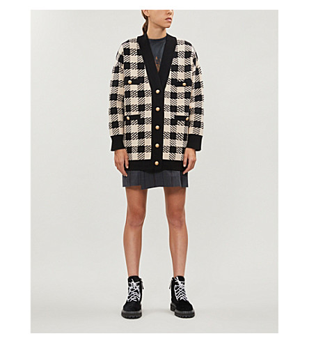 sandro jisou checked cardigan