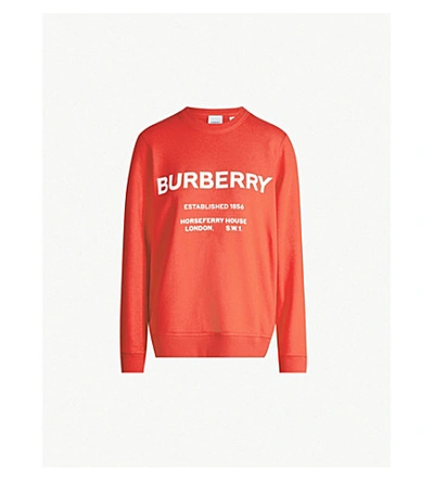 Shop Burberry Logo-print Cotton-jersey Sweatshirt In Bright Red