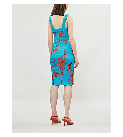 Shop Ted Baker Jordja Fantasia-print Midi Pencil Dress In Turquoise