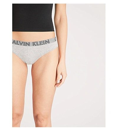 Shop Calvin Klein Ultimate Stretch-cotton Bikini Briefs In Grey Heather