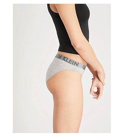 Shop Calvin Klein Ultimate Stretch-cotton Bikini Briefs In Grey Heather