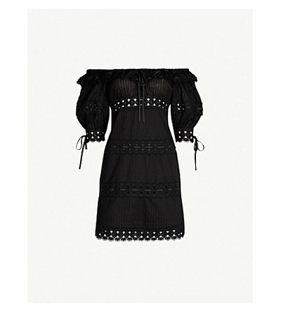 Shop Zimmermann Honour Pintuck Panel Cotton Dress In Noir