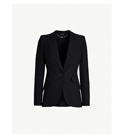 Shop Alexander Mcqueen Single-breasted Crepe Jacket In Black