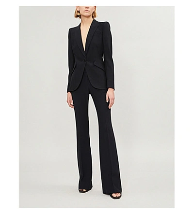 Shop Alexander Mcqueen Single-breasted Crepe Jacket In Black