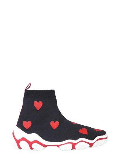 Shop Red Valentino Black Fabric Slip On Sneakers