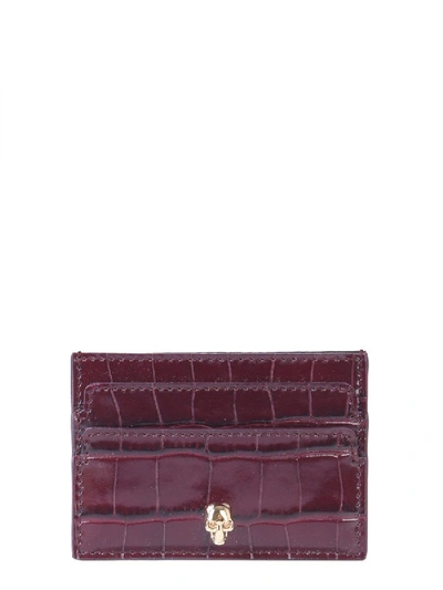 Shop Alexander Mcqueen Burgundy Leather Card Holder