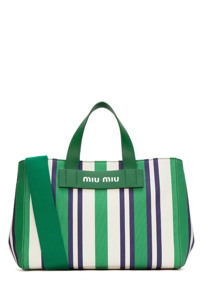 Shop Miu Miu Green Cotton Handbag