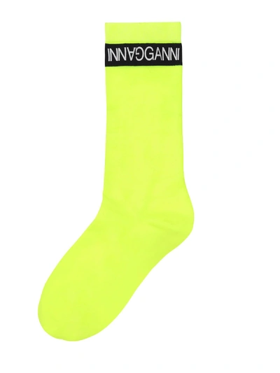 Shop Ganni Yellow Cotton Socks