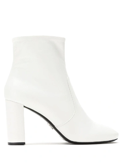 Shop Prada Women's White Leather Ankle Boots