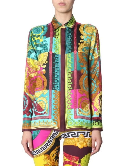Shop Versace Multicolor Silk Shirt