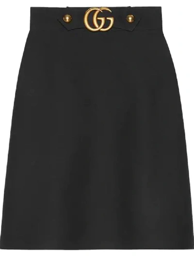 Shop Gucci Black Silk Skirt