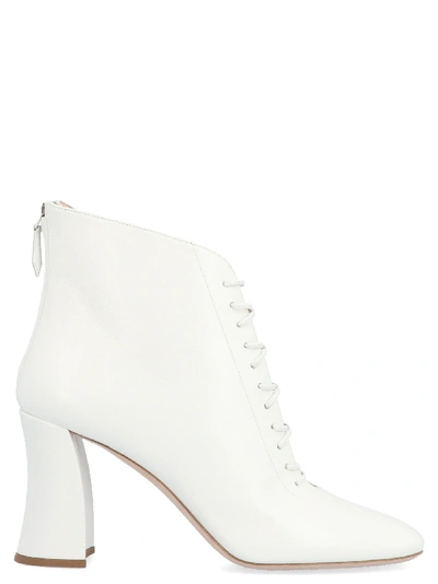 Shop Miu Miu White Leather Ankle Boots