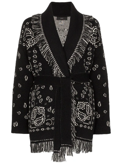 Shop Alanui Black Cashmere Cardigan