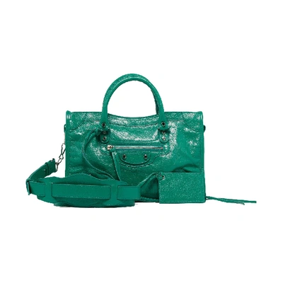 Shop Balenciaga Green Leather Handbag