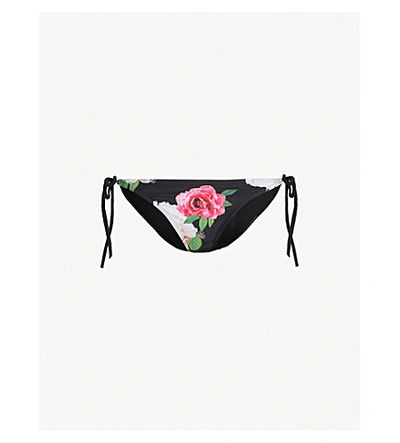 Shop Ted Baker Veloma Floral-print Bikini Bottoms In Black