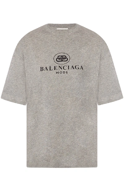 Shop Balenciaga Grey Cotton T-shirt