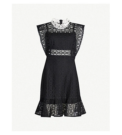 Shop Sandro Broderie Anglaise Panelled Cotton-blend Dress In Black