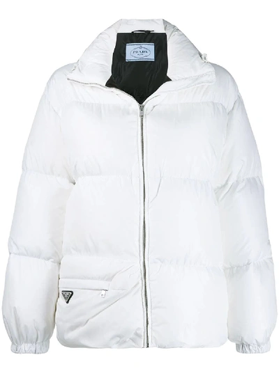 Shop Prada White Polyamide Down Jacket