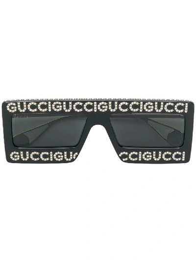 Shop Gucci Black Acetate Sunglasses