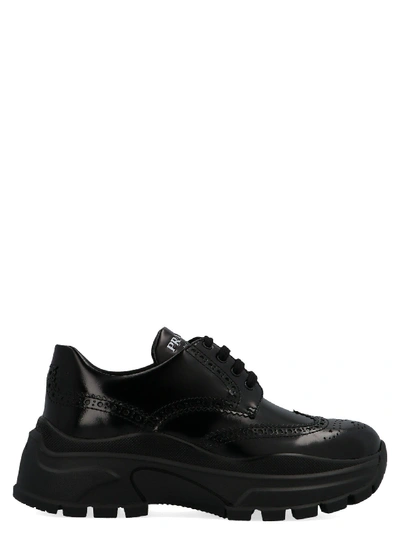 Shop Prada Black Lace-up Shoes