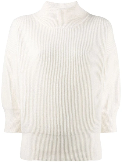 Shop Agnona White Cashmere Sweater