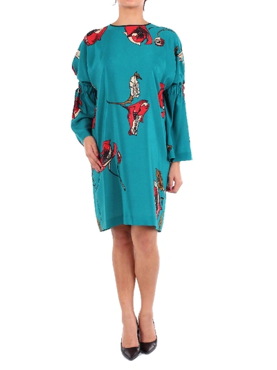 Shop Alysi Green Silk Dress