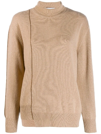 Shop Agnona Beige Cashmere Sweater