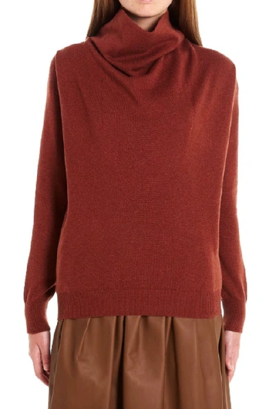 Shop Agnona Burgundy Cashmere Sweater
