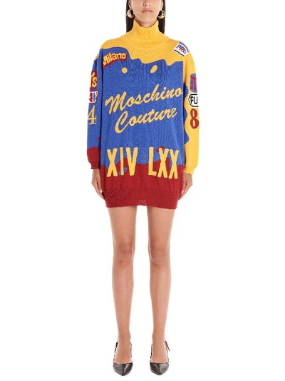 Shop Moschino Multicolor Wool Dress