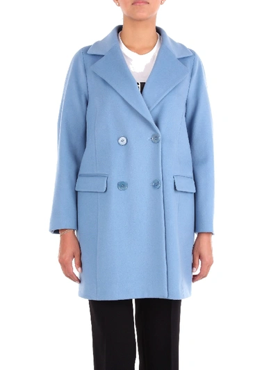 Shop Alberto Biani Blue Wool Coat