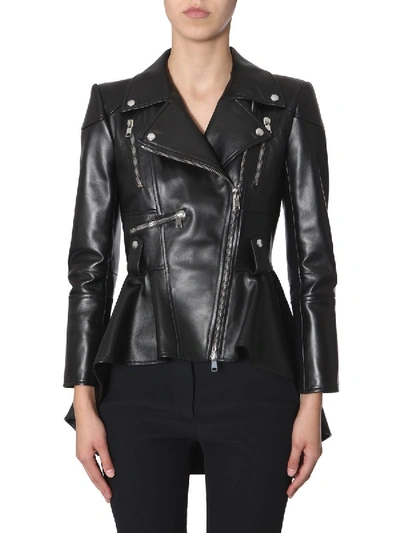 Shop Alexander Mcqueen Black Leather Outerwear Jacket