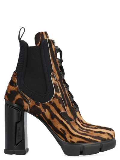 Shop Prada Brown Leather Ankle Boots