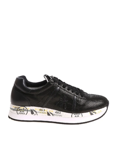 Shop Premiata Black Leather Sneakers