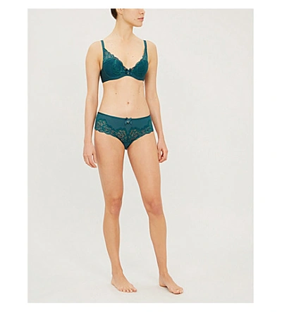 Shop Chantelle Orangerie Mesh And Lace Hipster Briefs In Green 016