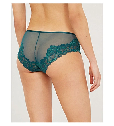Shop Chantelle Orangerie Mesh And Lace Hipster Briefs In Green 016