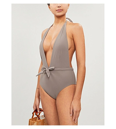 Shop Alexandra Miro Eva Halterneck Swimsuit In Mink