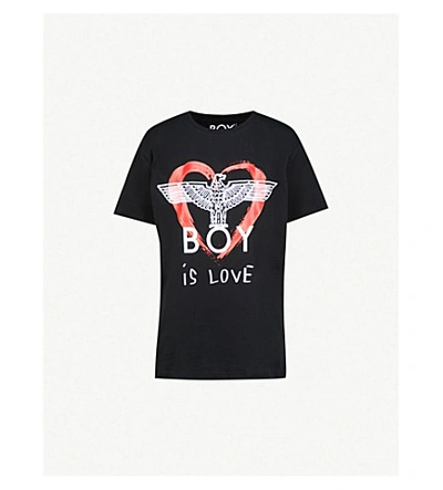 Shop Boy London Is Love Cotton-jersey T-shirt In Black