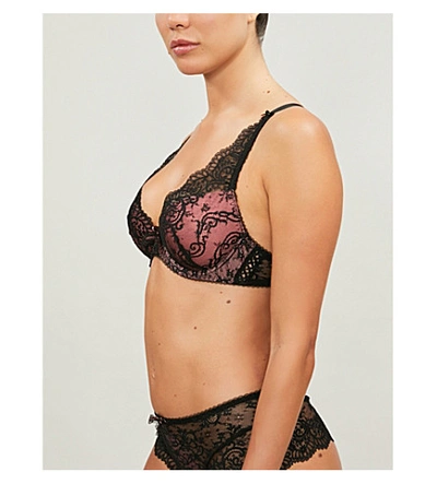 Shop Aubade Courbes Lace Plunge Bra In Charme Noir