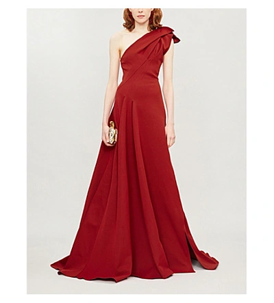 Shop Maticevski Virtuoso Sculpted One-shoulder Crepe Gown In Flame