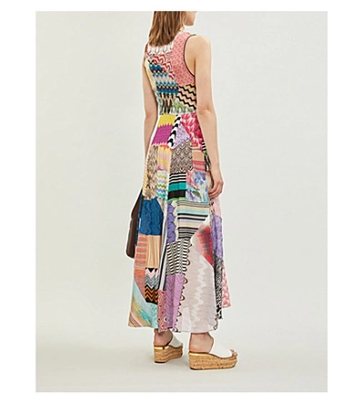 Shop Missoni Patchwork-panel Stretch-silk Maxi Dress In Multi