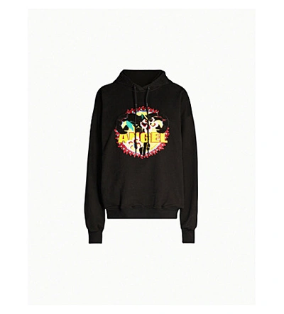 Shop Angel Chen Graphic Brand-appliqué Cotton-jersey Hoody In Black