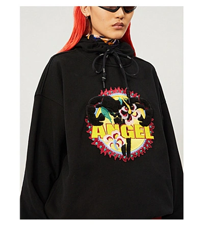 Shop Angel Chen Graphic Brand-appliqué Cotton-jersey Hoody In Black