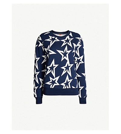Shop Perfect Moment Starlight Cropped Cotton-jersey Sweatshirt In Navy Sw S