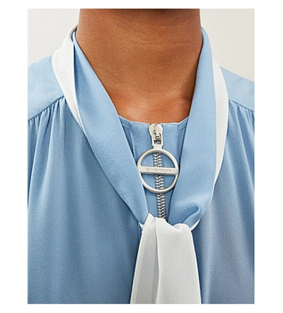 Shop Givenchy Necktie Silk-crepe Shirt In Sky Blue