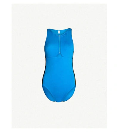 Shop Calvin Klein Round-neck One-piece Swimsuit In 446 Duke Blue